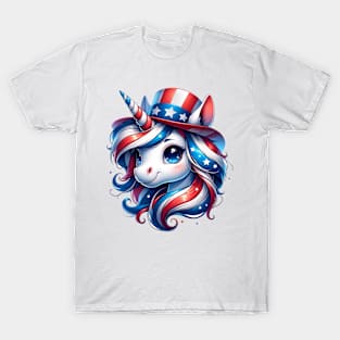 AmeriCorn Cute Unicorn Red White Blue T-Shirt